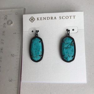 KENDRA SCOTT Dani Earrings in Gunmetal + Turquoise